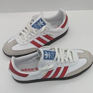 Adidas Samba OriginalsOG White Scarlet RedSoccer Casual ShoesIG1025 Size 10.5
